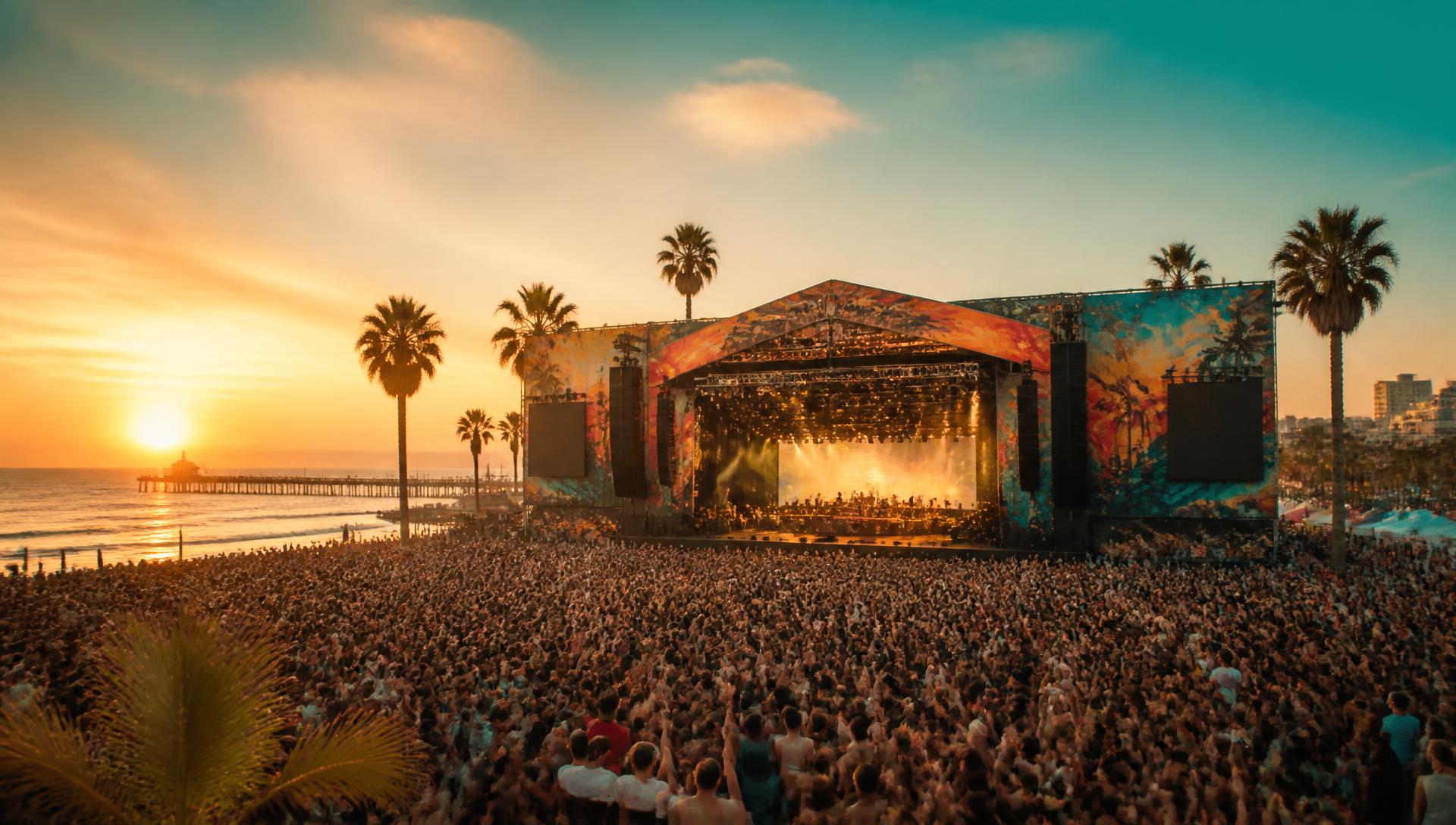 Concept rendering of the PCH Fest main stage at sunset